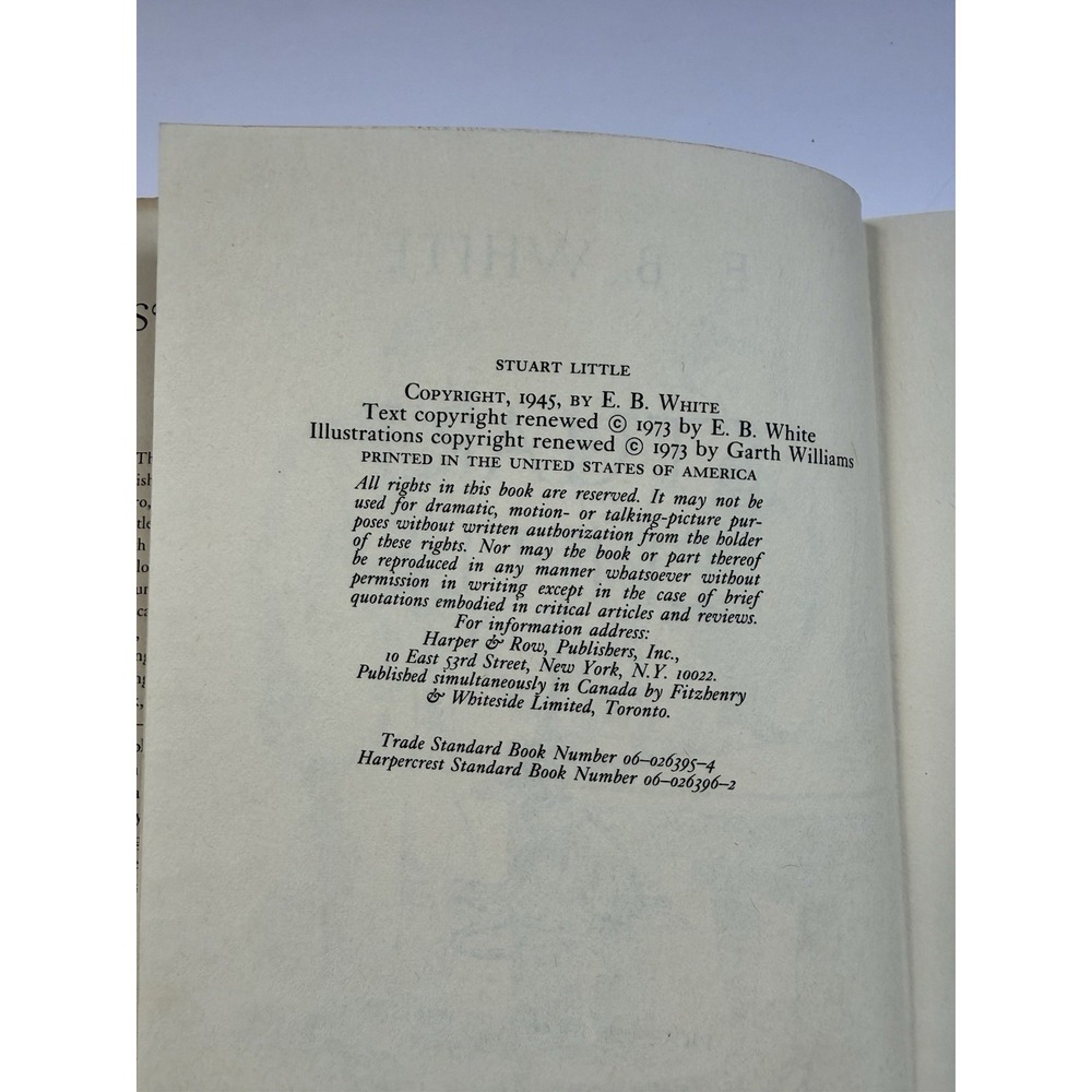 Stuart Little E.B. White Garth Williams 1973 Hardcover Book Dust Jacket HC BCE - Picture 4 of 9